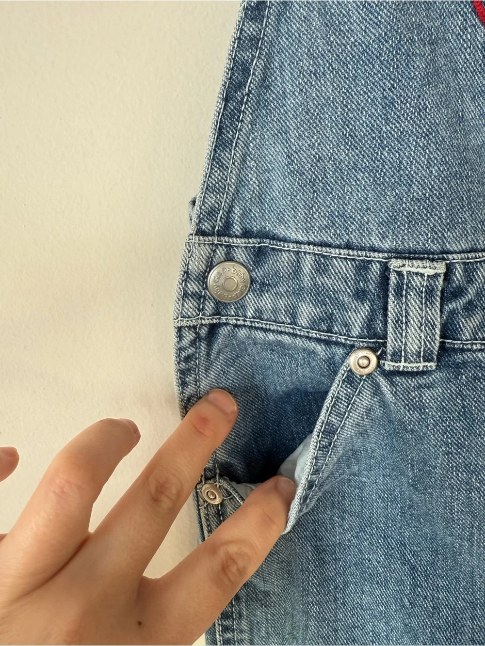 Vintage Y2K Baby Gap Denim Jean Butterfly Embroidered Overall Pants 18-24 Months